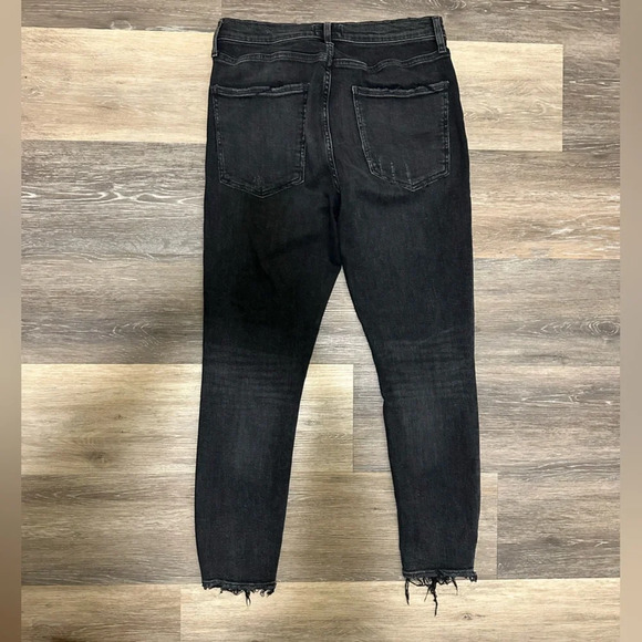 AGOLDE Black Skinny High Rise Crop Distressed Ripped Denim Jeans Size 32 - Picture 10 of 13